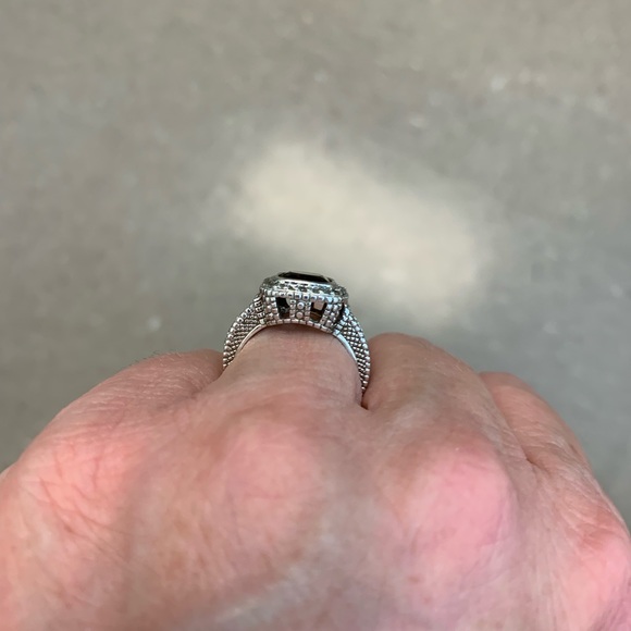 Judith Ripka Smokey quartz, CZ -sterling silver size 7 ring - Picture 2 of 9